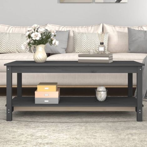 Coffee Table Grey 110x55x45 cm Solid Wood Pine vidaXL (1/5)