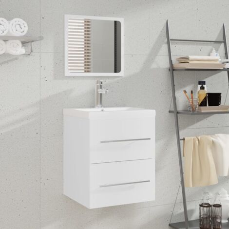 Sink Cabinet with Built-in Basin White Engineered Wood vidaXL