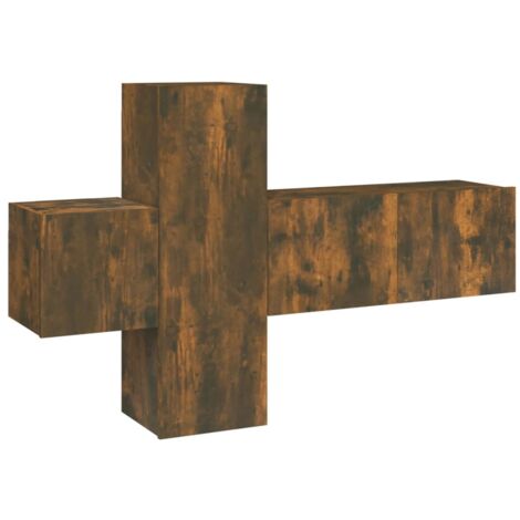 3 Piece TV Cabinet Set Smoked Oak Engineered Wood vidaXL