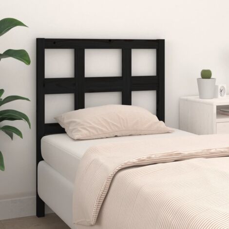Bed Headboard Black 95.5x4x100 cm Solid Wood Pine vidaXL (1/5)