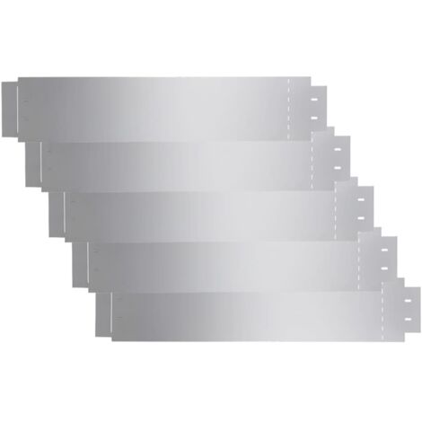 Lawn Fences 5 pcs Galvanised Steel 100x19 cm vidaXL
