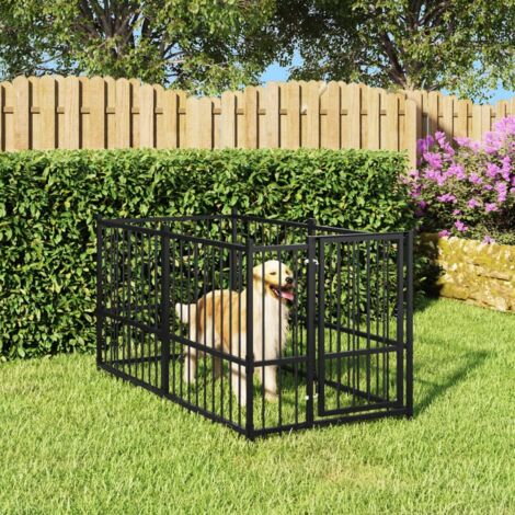 Dog Kennel Black 193.5x97x100 cm Steel vidaXL