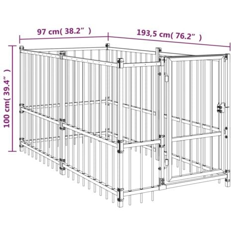 Dog Kennel Black 193.5x97x100 cm Steel vidaXL