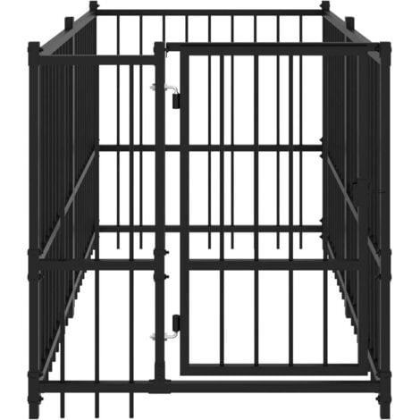 Dog Kennel Black 193.5x97x100 cm Steel vidaXL