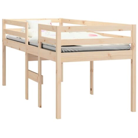High Sleeper Bed without Mattress 75x190 cm Small Single Solid Wood Pine vidaXL