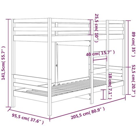 Bunk Bed without Mattress 90x200 cm Solid Wood Pine vidaXL