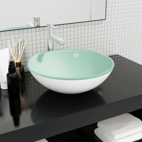Basin Tempered Glass 42x14 cm White vidaXL