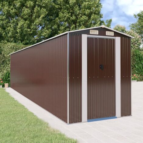Garden Shed Dark Brown 192x855x223 cm Galvanised Steel vidaXL (1/5)