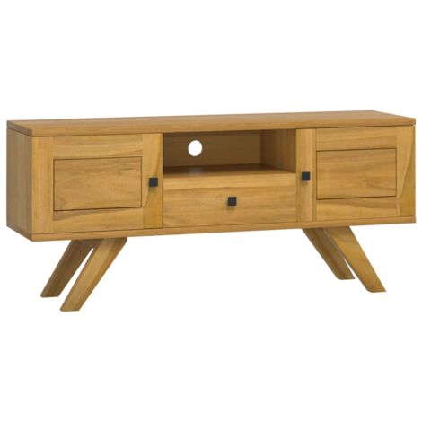 TV Cabinet 110x30x50 cm Solid Wood Teak vidaXL (1/5)