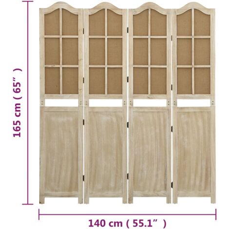4-Panel Room Divider Brown 140x165 cm Fabric vidaXL