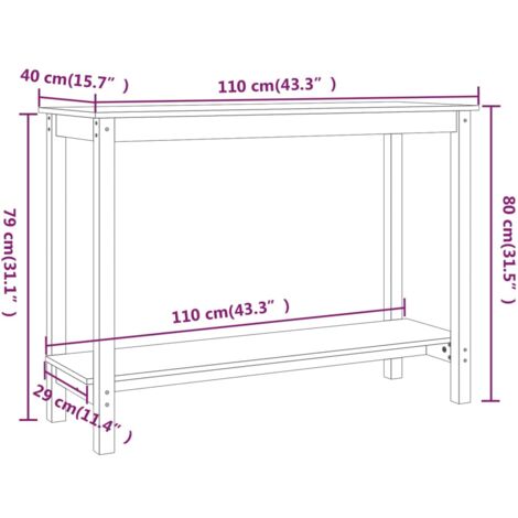 Console Table White 110x40x80 cm Solid Wood Pine vidaXL