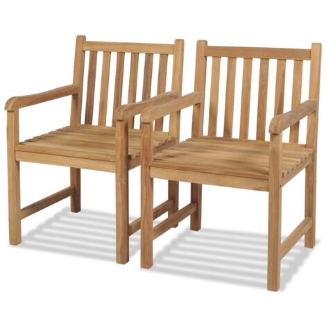 Outdoor Chair  Set of 2  Brown  Solid Teak Wood  Standard  Durable vidaXL