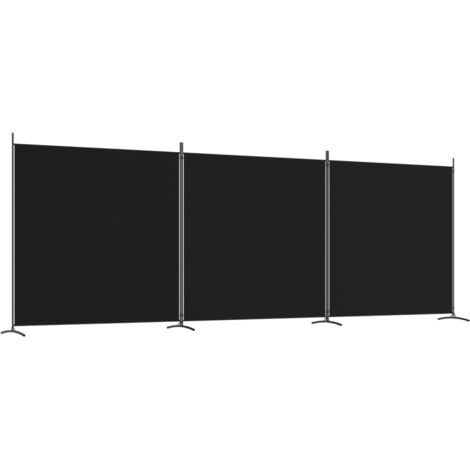 3-Panel Room Divider Black 525x180 cm Fabric vidaXL