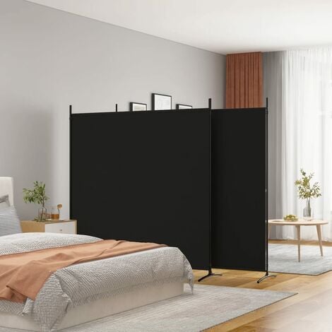 3-Panel Room Divider Black 525x180 cm Fabric vidaXL
