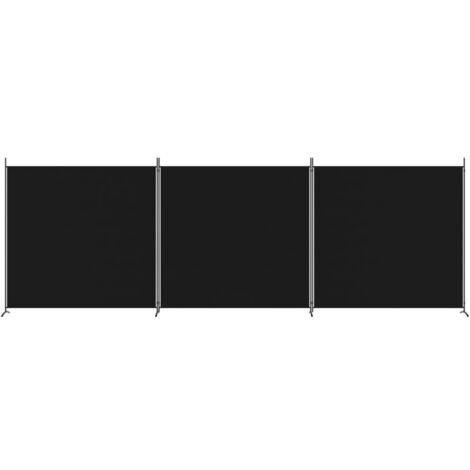 3-Panel Room Divider Black 525x180 cm Fabric vidaXL