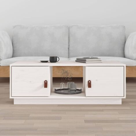 Coffee Table White 100x50x35 cm Solid Wood Pine vidaXL (1/5)