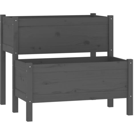 Planter Grey 84.5x84x75 cm Solid Wood Pine vidaXL