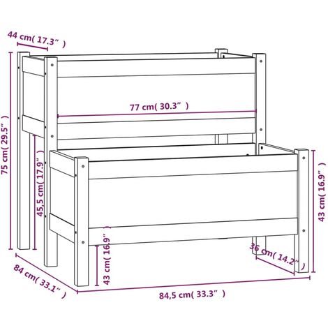 Planter Grey 84.5x84x75 cm Solid Wood Pine vidaXL