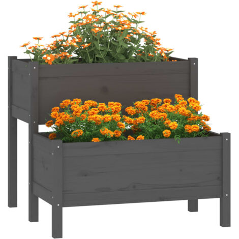Planter Grey 84.5x84x75 cm Solid Wood Pine vidaXL