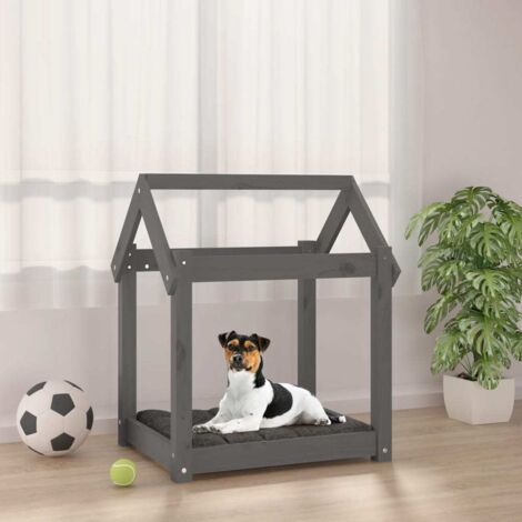 Dog Bed Grey 61x50x70 cm Solid Wood Pine vidaXL