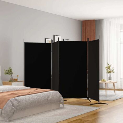 4-Panel Room Divider Black 346x180 cm Fabric vidaXL