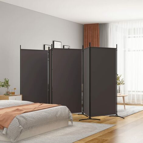 5-Panel Room Divider Brown 433x180 cm Fabric vidaXL