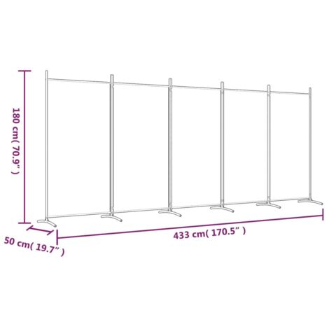 5-Panel Room Divider Brown 433x180 cm Fabric vidaXL