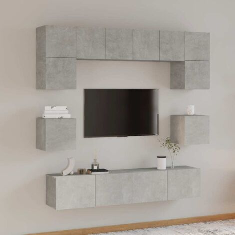 8 Piece TV Cabinet Set Concrete Grey Engineered Wood vidaXL (1/5)