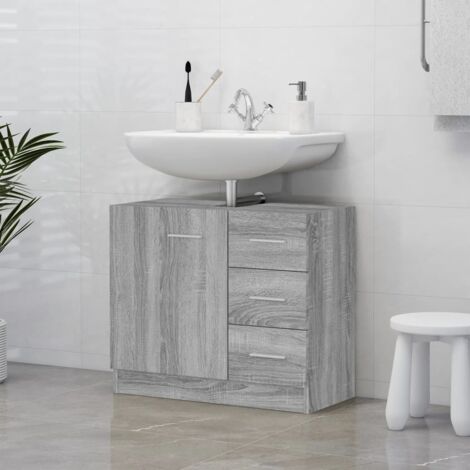 Sink Cabinet Grey Sonoma 63x30x54 cm Engineered Wood vidaXL