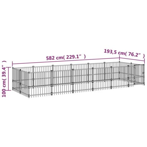 Outdoor Dog Kennel Steel 11.26 m² vidaXL