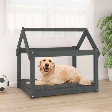 Dog Bed Grey 81x60x70 cm Solid Wood Pine vidaXL