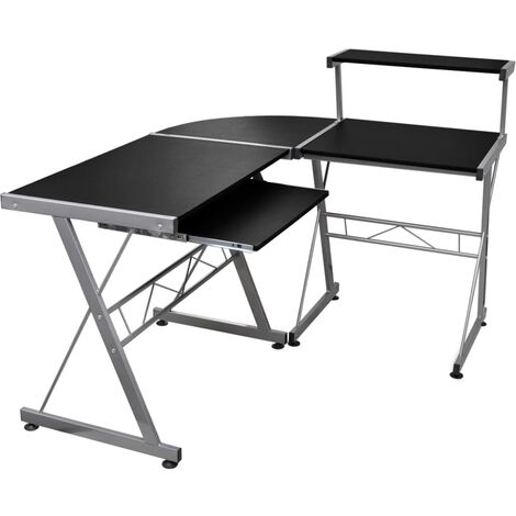 Corner Computer Desk Black 132x112x99 cm Engineered Wood vidaXL