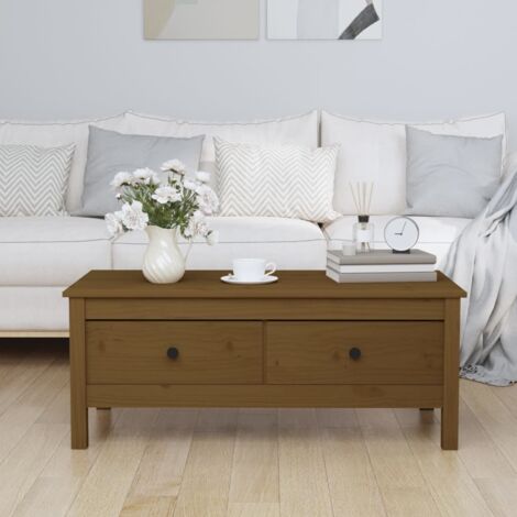 Coffee Table Honey Brown 100x50x40 cm Solid Wood Pine vidaXL (1/5)