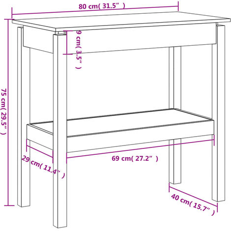 Console Table 80x40x75 cm Solid Wood Pine vidaXL