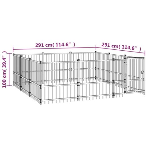 Outdoor Dog Kennel Steel 8.47 m² vidaXL