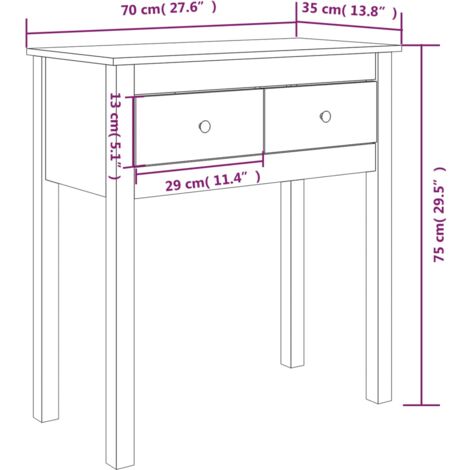 Console Table 70x35x75 cm Solid Wood Pine vidaXL