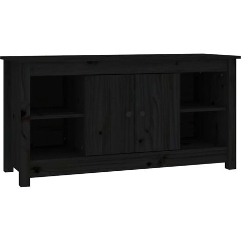 TV Cabinet Black 103x36,5x52 cm Solid Wood Pine vidaXL (1/5)