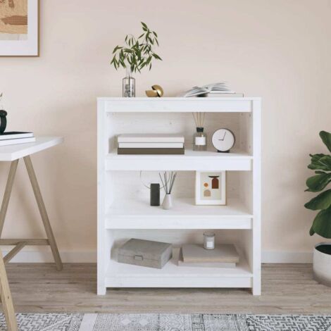 Book Cabinet White 80x35x97 cm Solid Wood Pine vidaXL (1/5)