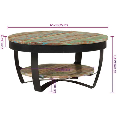 Coffee Table Solid Reclaimed Wood 65x32 cm vidaXL