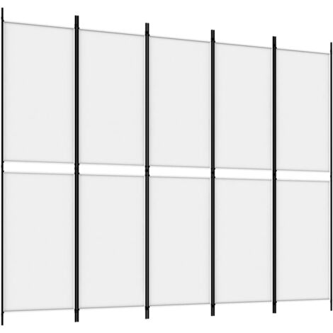 5-Panel Room Divider White 250x200 cm Fabric vidaXL