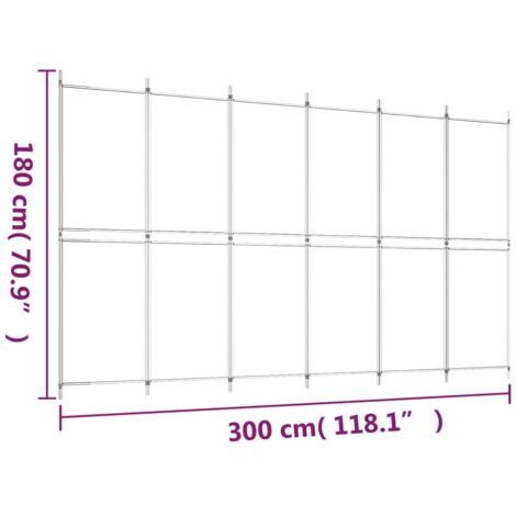 6-Panel Room Divider White 300x180 cm Fabric vidaXL