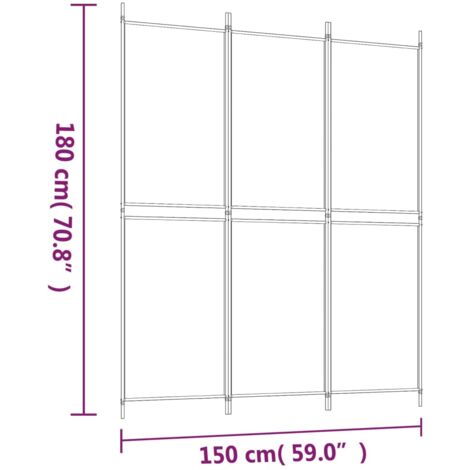 3-Panel Room Divider White 150x180 cm Fabric vidaXL