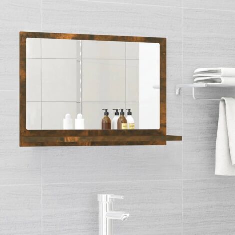 Bathroom Mirror Smoked Oak 60x10.5x37 cm Engineered Wood vidaXL
