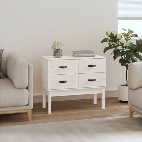 Console Cabinet White 90x40x78 cm Solid Wood Pine vidaXL (1/5)