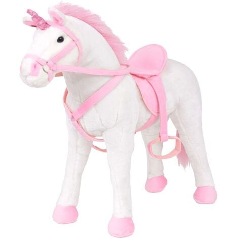 vidaXL Standing Plush Toy Unicorn White and Pink XXL - White