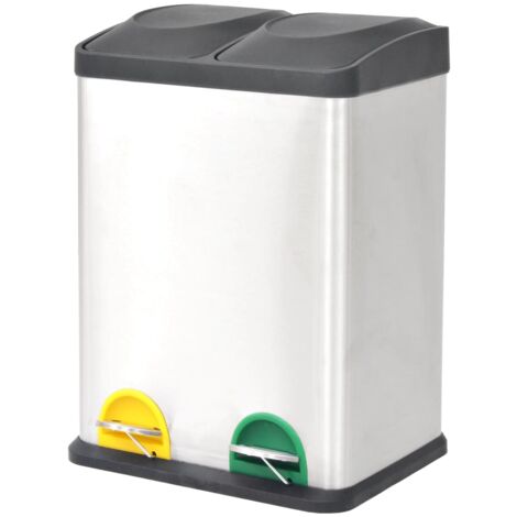 Recycling Pedal Bin Garbage Trash Bin Stainless Steel 36 L vidaXL