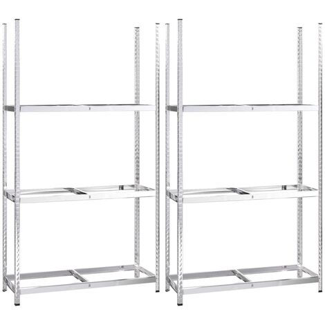 3-Layer Tire Racks 2 pcs Silver 110x40x200 cm Steel vidaXL