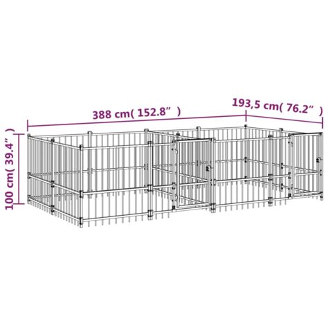 Outdoor Dog Kennel Steel 7.51 m² vidaXL