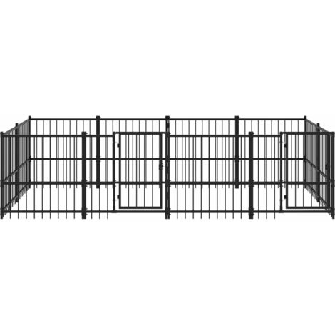 Outdoor Dog Kennel Steel 7.51 m² vidaXL
