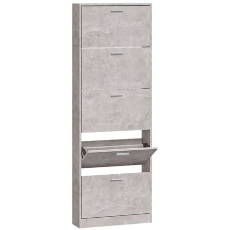 Shoe Cabinet Concrete Grey 59x17x169 cm Engineered Wood vidaXL